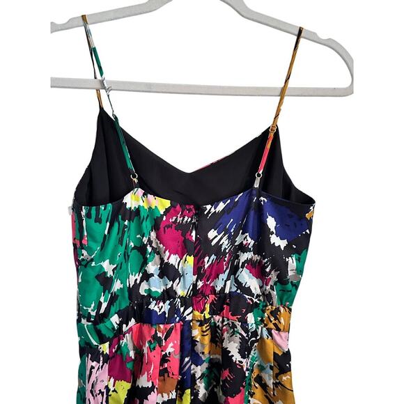 J. Crew Multicolored Brushstroke Silk Floral Abstract Sleeveless Dress Size 00 - Picture 9 of 9